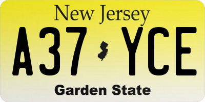 NJ license plate A37YCE