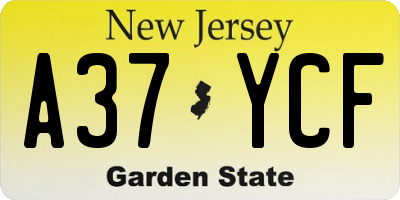 NJ license plate A37YCF