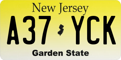 NJ license plate A37YCK