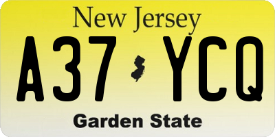 NJ license plate A37YCQ