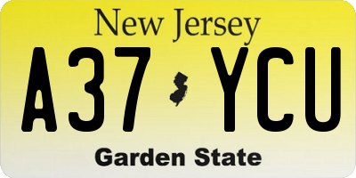 NJ license plate A37YCU