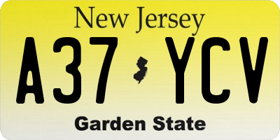 NJ license plate A37YCV