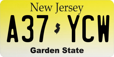 NJ license plate A37YCW