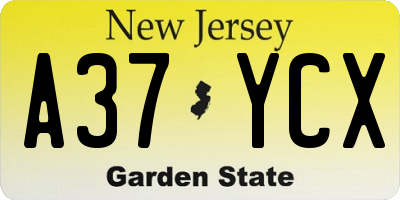 NJ license plate A37YCX