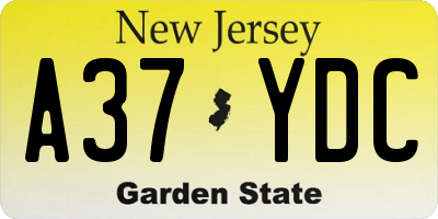 NJ license plate A37YDC
