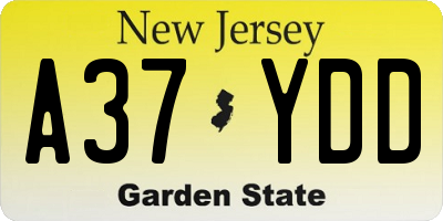 NJ license plate A37YDD