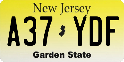 NJ license plate A37YDF
