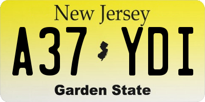 NJ license plate A37YDI