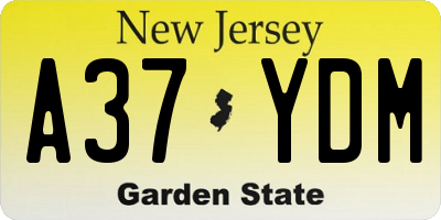 NJ license plate A37YDM