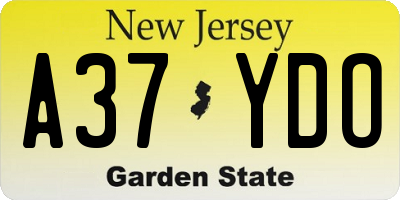 NJ license plate A37YDO