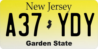 NJ license plate A37YDY