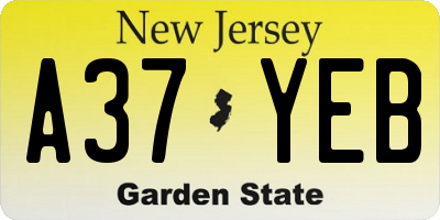 NJ license plate A37YEB