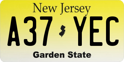 NJ license plate A37YEC