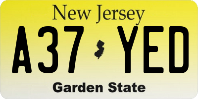 NJ license plate A37YED
