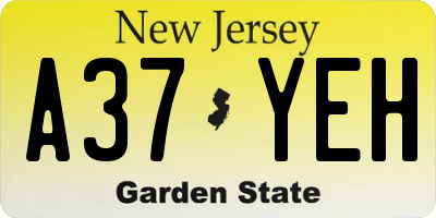 NJ license plate A37YEH