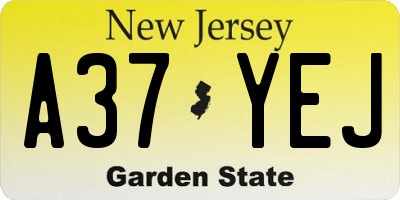 NJ license plate A37YEJ