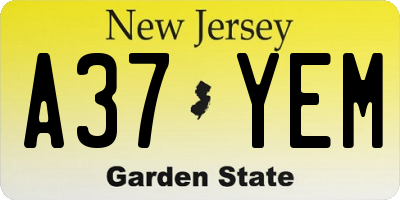 NJ license plate A37YEM