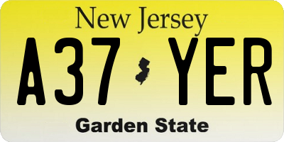 NJ license plate A37YER