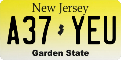 NJ license plate A37YEU