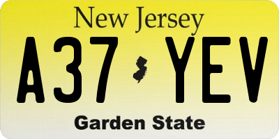 NJ license plate A37YEV