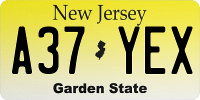 NJ license plate A37YEX