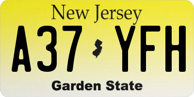 NJ license plate A37YFH