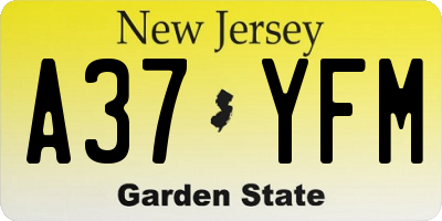 NJ license plate A37YFM