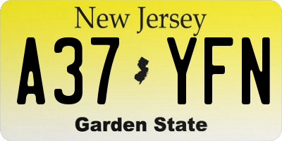 NJ license plate A37YFN