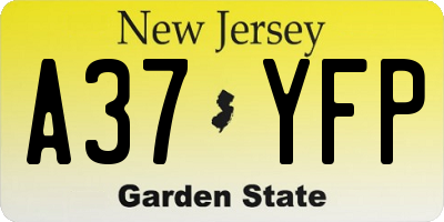 NJ license plate A37YFP