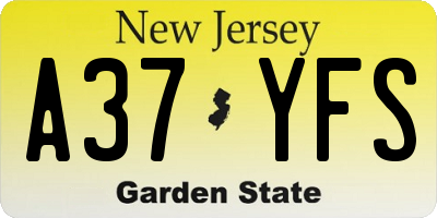 NJ license plate A37YFS