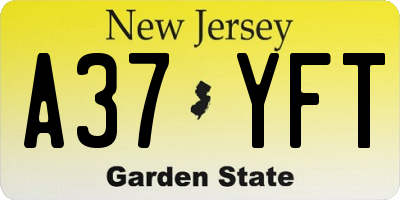 NJ license plate A37YFT