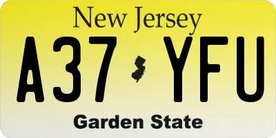 NJ license plate A37YFU