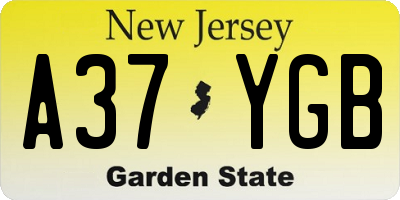 NJ license plate A37YGB