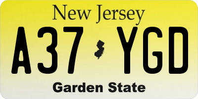 NJ license plate A37YGD