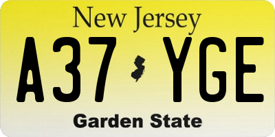 NJ license plate A37YGE