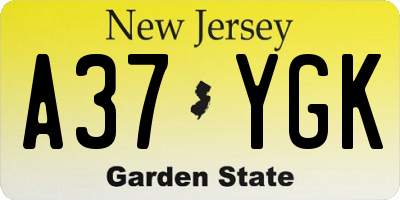 NJ license plate A37YGK