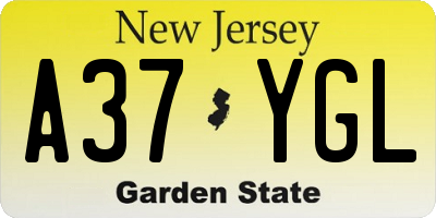 NJ license plate A37YGL