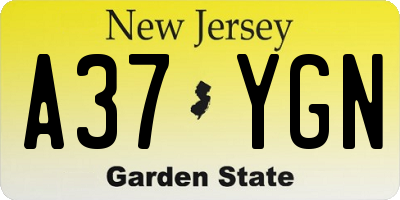 NJ license plate A37YGN
