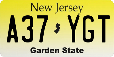 NJ license plate A37YGT