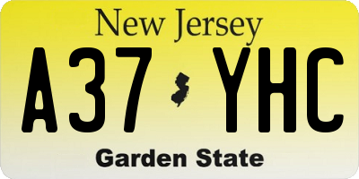 NJ license plate A37YHC