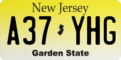 NJ license plate A37YHG