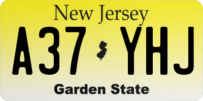 NJ license plate A37YHJ