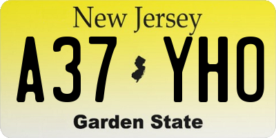 NJ license plate A37YHO