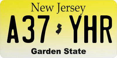 NJ license plate A37YHR