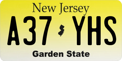 NJ license plate A37YHS