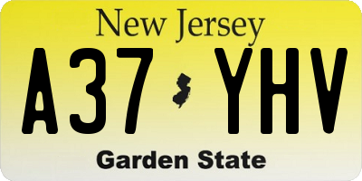 NJ license plate A37YHV