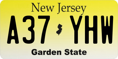 NJ license plate A37YHW