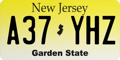 NJ license plate A37YHZ