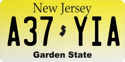 NJ license plate A37YIA