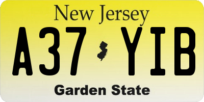 NJ license plate A37YIB